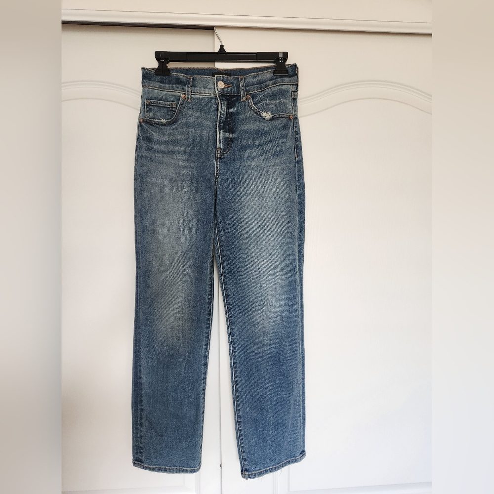 Express Straight Ankle High Rise Jeans Medium Wash